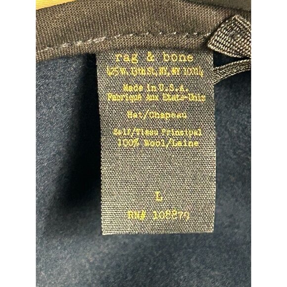 Rag & Bone Leather Trim Wool Wide Floppy Brim Fedora Hat In Blue - Sz L - Picture 8 of 8